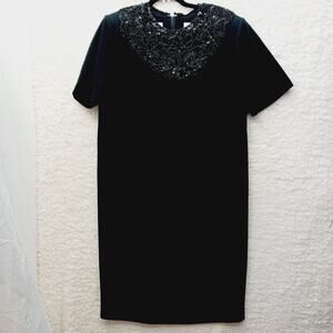 Dress Shift 20W Black Vintage Glam Mob Wife Evening Party Holiday Sequins Beads
